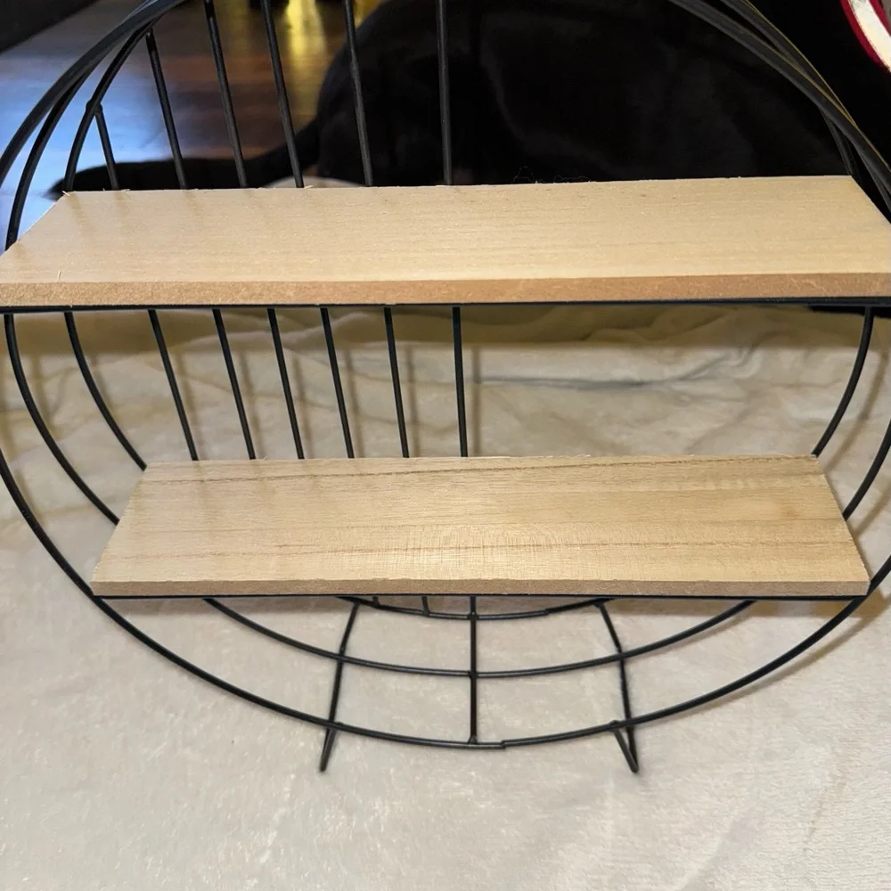 Black and Brown Circular Wall Shelf